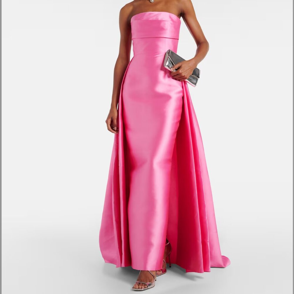 Solace London Size US 6/ UK 10 (Tiffany Maxi Strapless Satin Twill Gown: Pink)